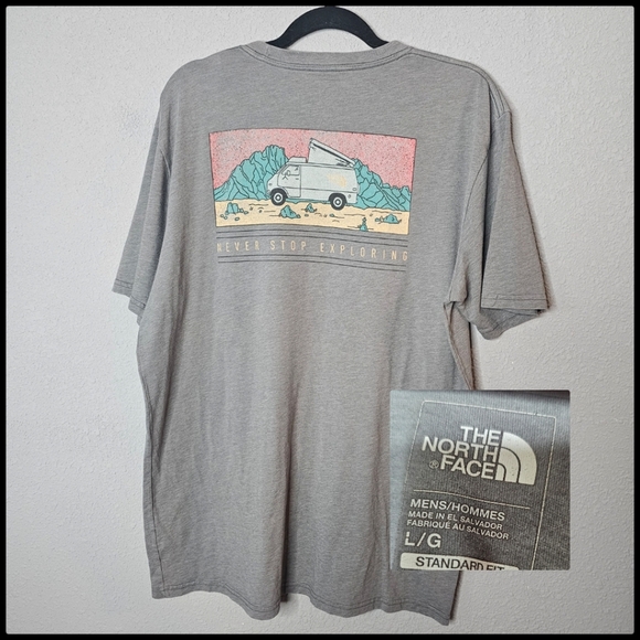 The North Face Tee Shirt Mens L Large Gray Never Stop Exploring Van Life Outdoor - Picture 1 of 10